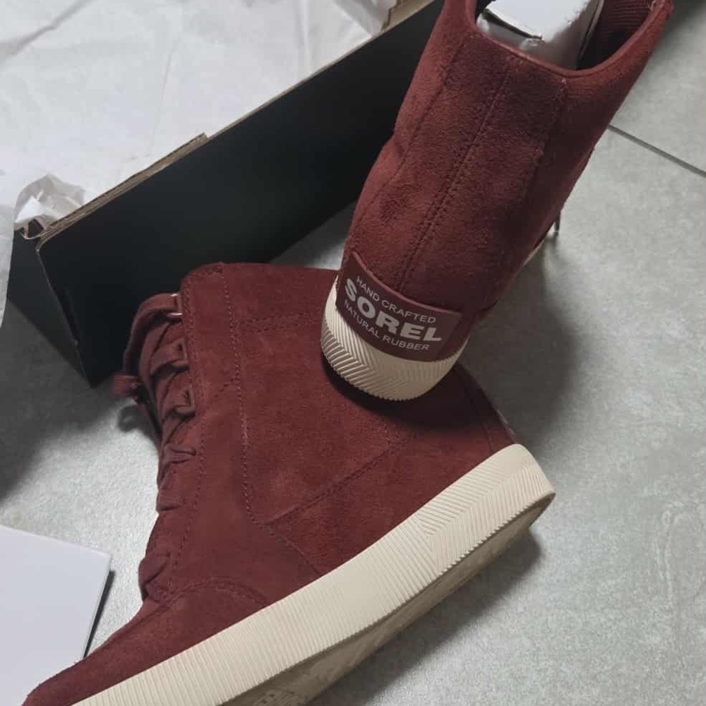 Sorel Burgundy Suede High-Top Sneakers